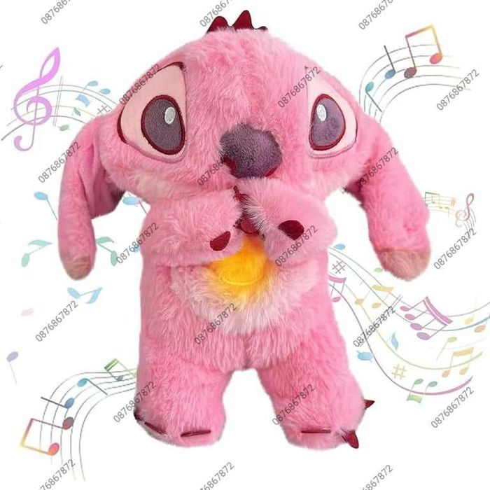 Плюшена дишаща играчка Стич с музика и светлина, Плюшена играчка Стич