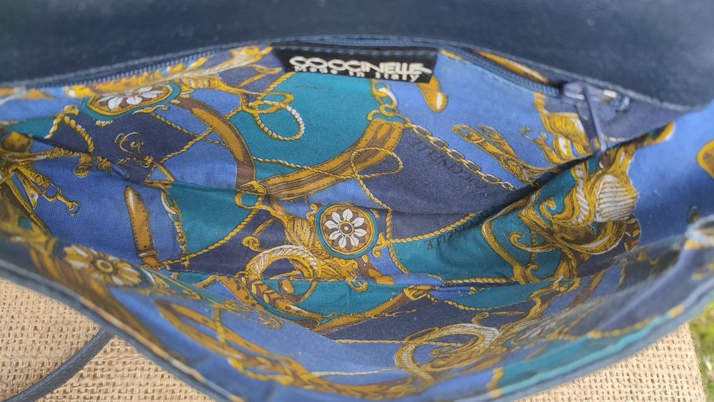 Geantă Coccinelle piele naturală bleumarin Made in Italy