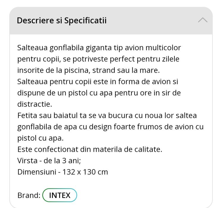 Vând avion gonflabil Intex