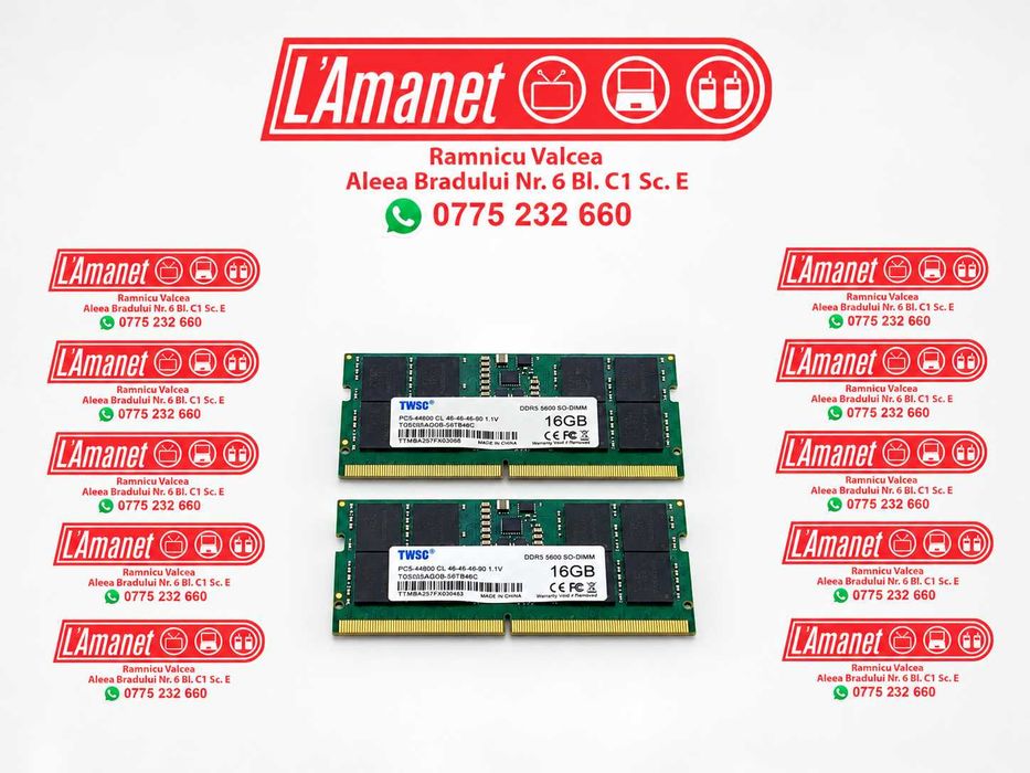 Kit Memorii Ram Laptop 32Gb DDR5 TWSC PC5-44800 CL 46 5600Mhz 2 X 16GB Noi
