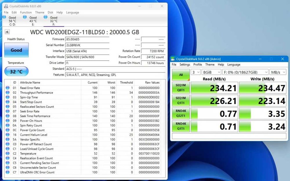 HDD Extern WD Elements 20TB, 3.5", USB 3.0 - Sănătate 100%, Pachet Complet