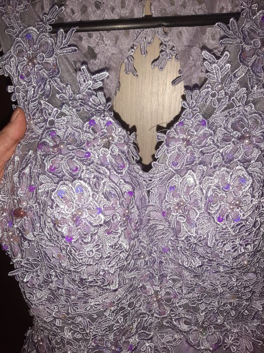Rochie ocazie lila mărimea XS - dantelă, paiete și tull (Banchet / Nun