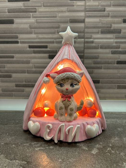 Детска коледна лампа с коте