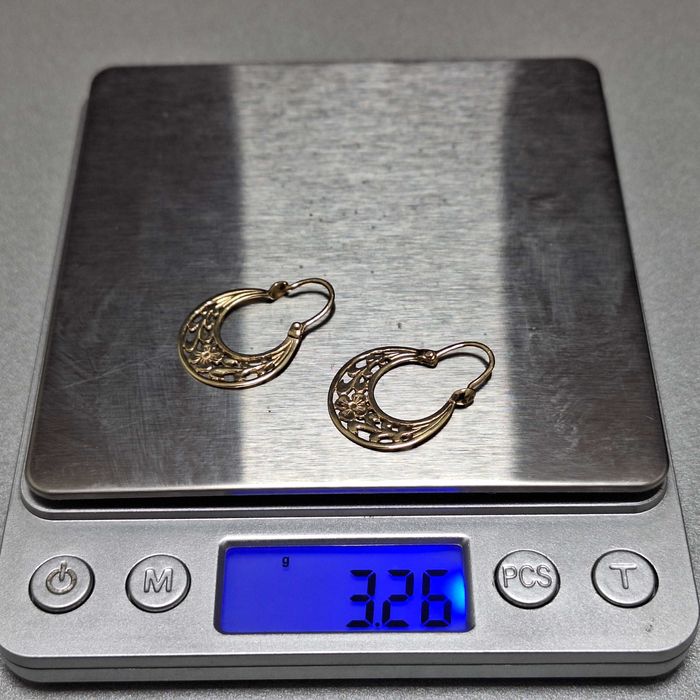 87€/грам! НОВИ! Златни Обеци-3,26 грама-14К (проба 585)