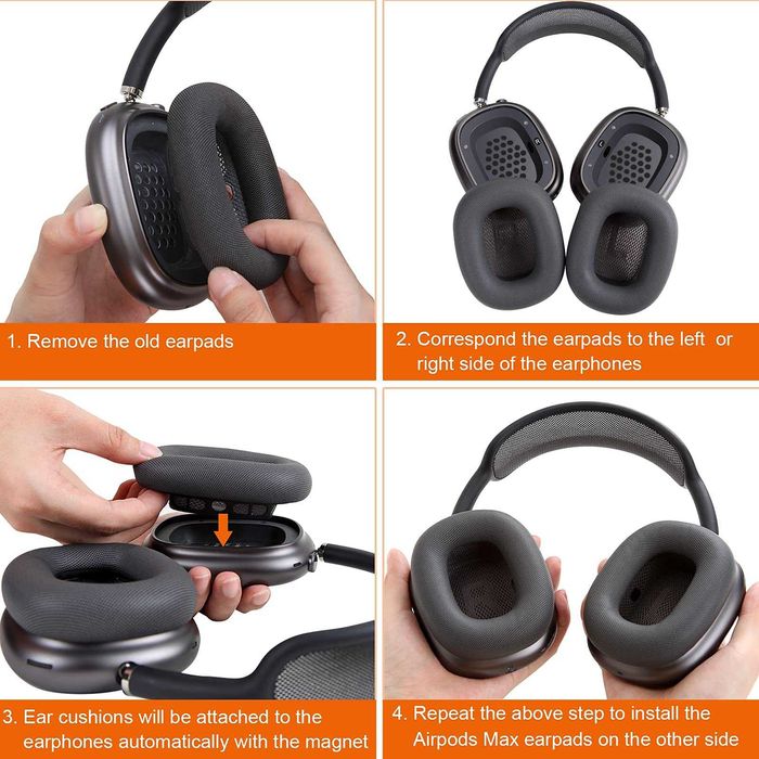 Set 2 bureti JZF pentru casti AirPods Max 1, Over-Ear - Spuma cu memorie, Plasa