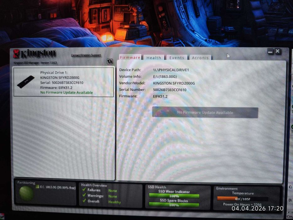 SSD 2TB Kingston Fury Renegade M.2 SFYRD/2000G