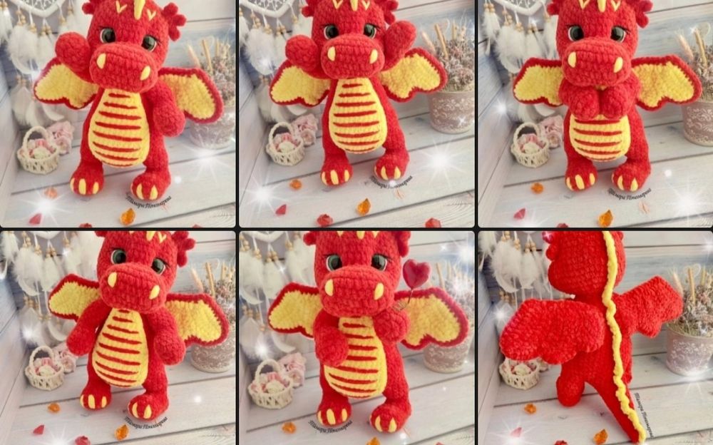 Мылый вязанный Дракончик 30см