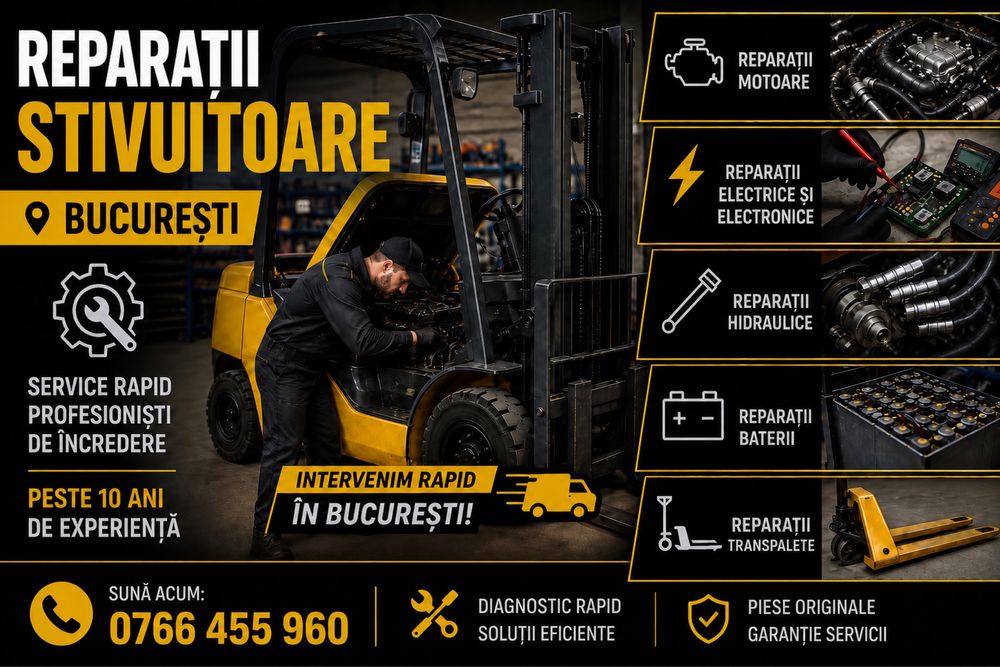 REPARAȚII STIVUITOARE BUCURESTI - interventie rapida la locatia ta
