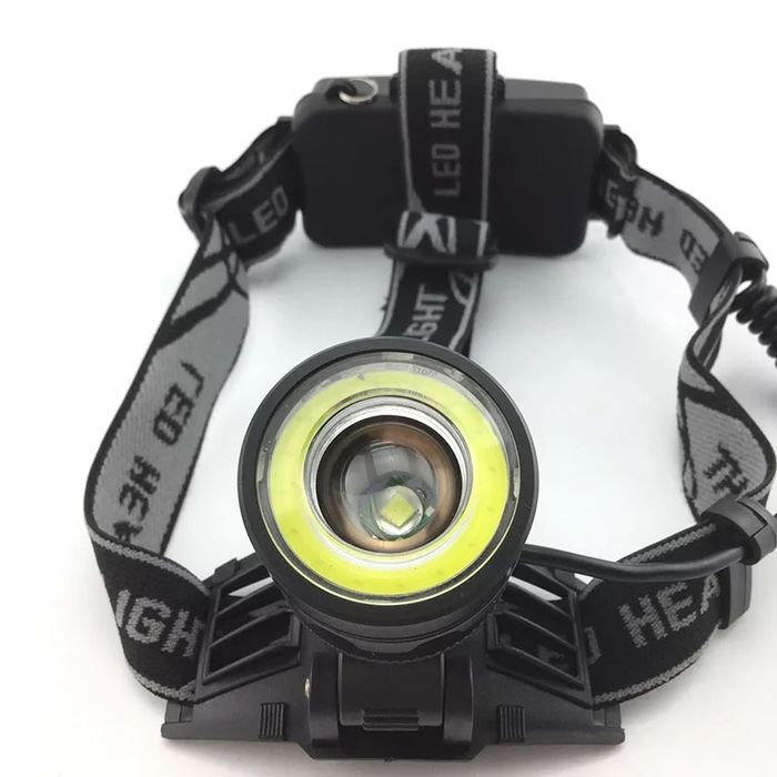 Lanterna Frontala POWER LIGHT cu Led Cree T6 / COB Zoom 18650 NOU