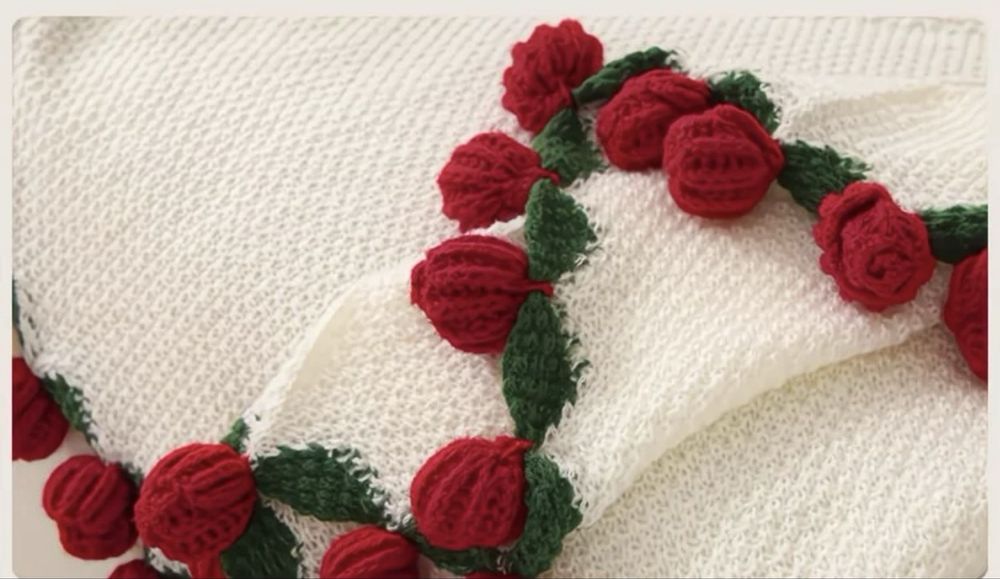 Роскошные цветы ручной работы+плед