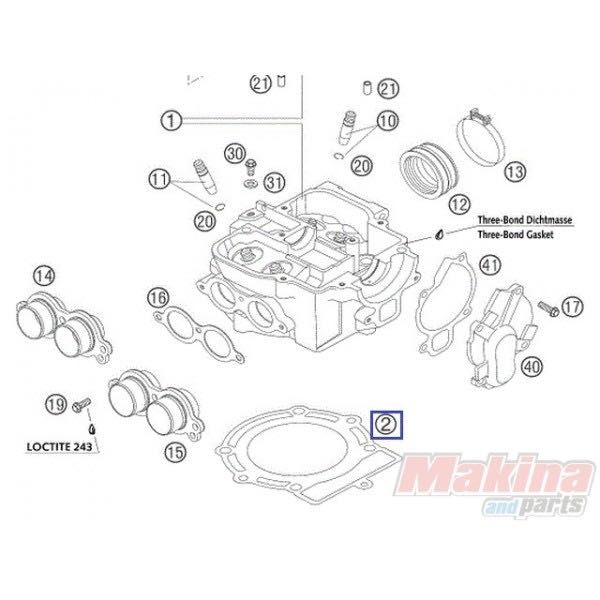 Гарнитура за глава на ktm exc 250 racing 2001-2006