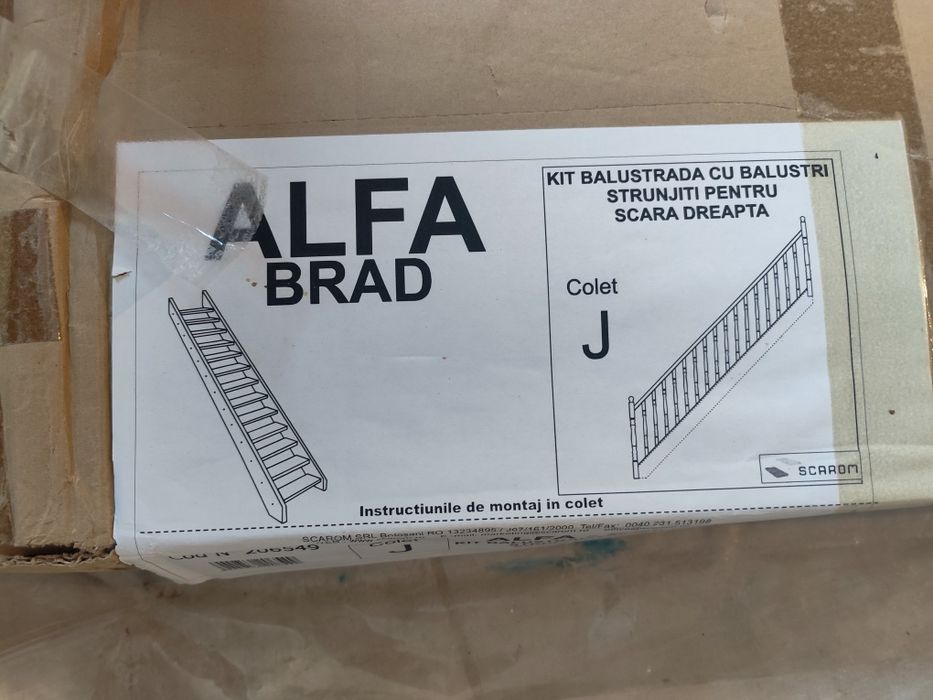 Kit complet de balustrada cu balustrii frezati pentru scara Alfa 
D