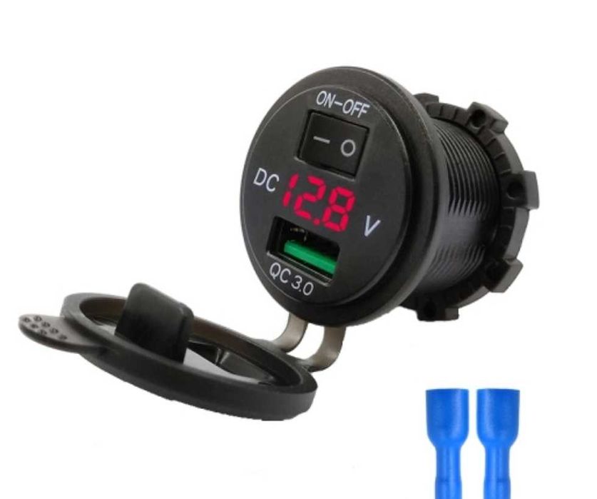 Priza auto cu 1 USB 12/24V rotunda