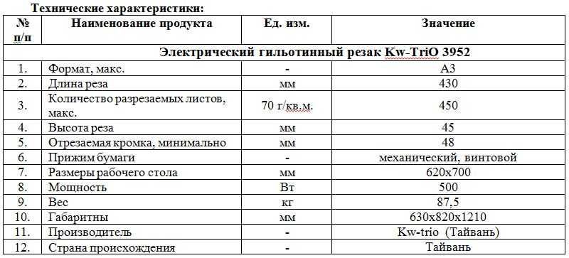 Электрический гильотинный резак KW-triO 3952