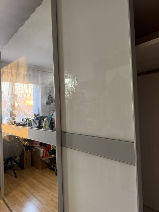 Dressing/Dulap 305/220/65 cm 2 usi culisante sticla alba/oglinda