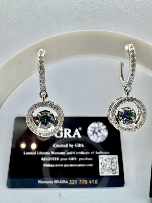 Сребърни обеци с мойсанит (Диамант) 0.5 карата