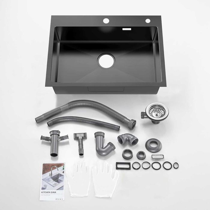 Chiuvetă de bucătărie, 60,5 x 43,5 cm neagră Auralum