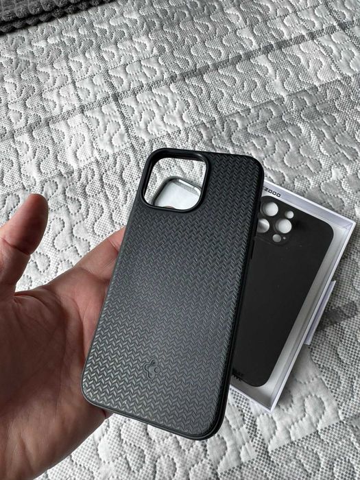 3 броя оригинални кейса за iPhone 15 Pro Max (Spigen, KZDOO, Tech-Protect)