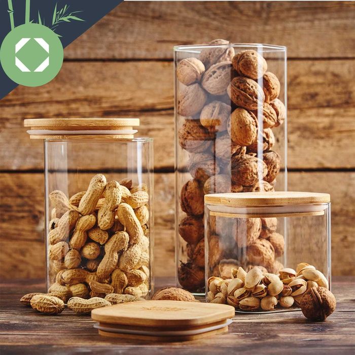 Recipiente premium pătrate cu capac din bambus KLARSTEIN (2,895 RON)