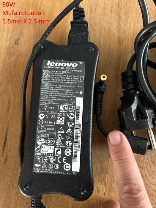 Incarcator laptop Lenovo 20V- 65W, 90W -mufa rotunda
