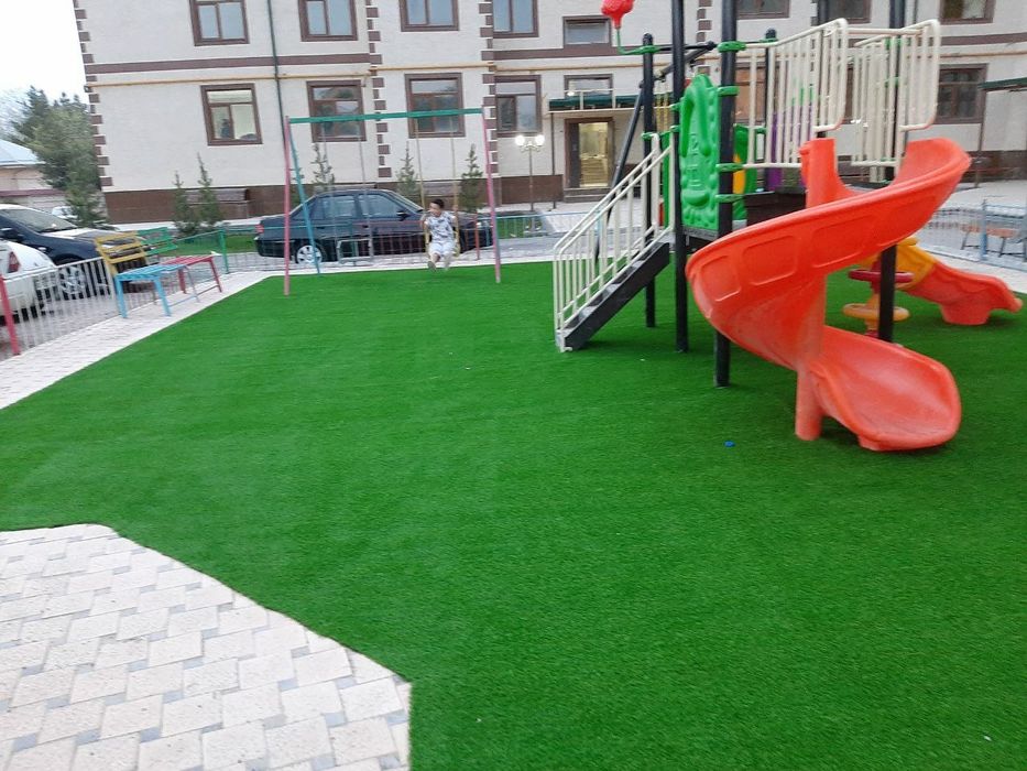 Искусственный газон.+установка Для  детский плошадок suniy chim optom