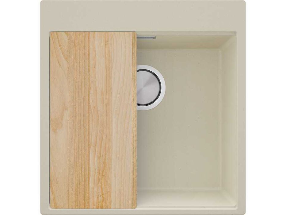 STOP! Christmas БЕЖ кухненска мивка OSLO 50 XXL+ Смесител FLEX+Сифон