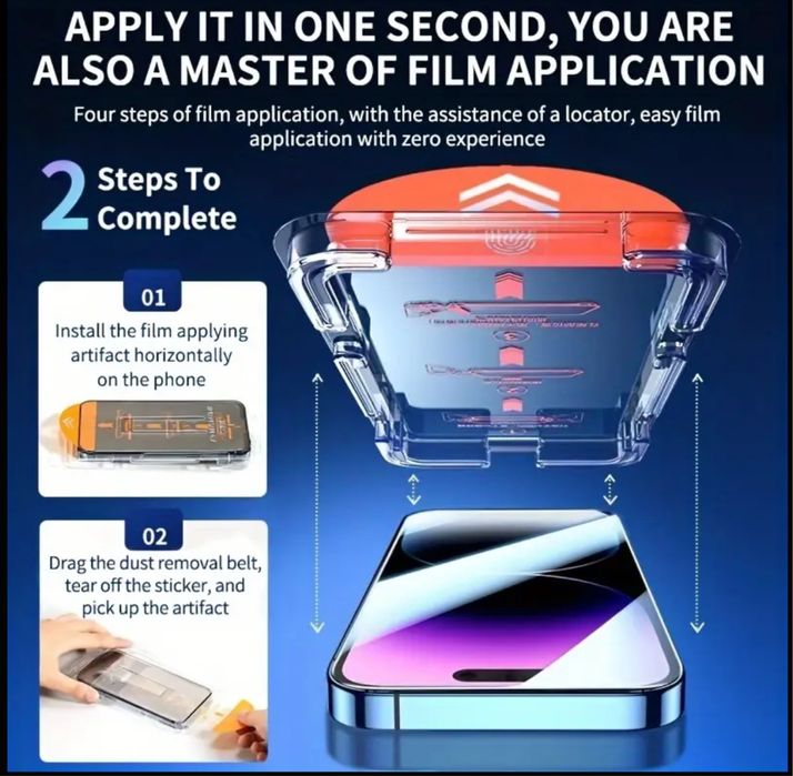 Folie sticla privacy- Iphone 15pro Max- cu dispozitiv de aplicare