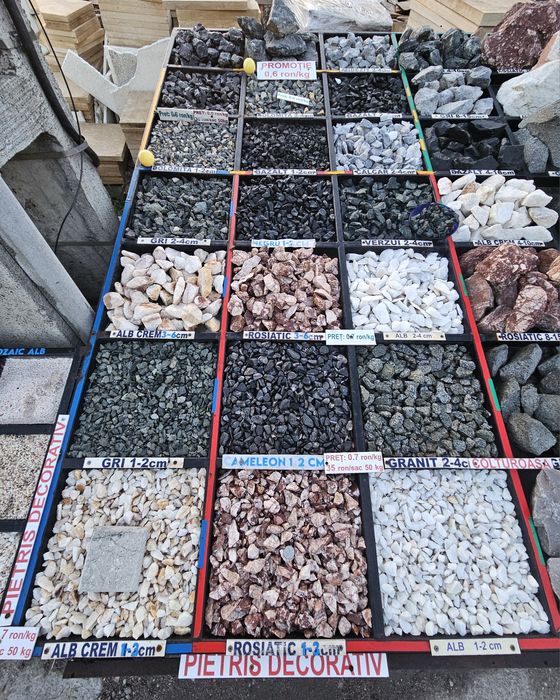 Piatra decorativa colturoasa si rotunjita alba gri Thassos bolovani