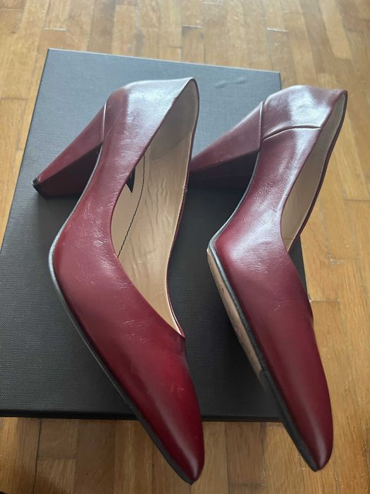 Pantofi Musette, piele naturala burgundy, masura 37, toc comod robust