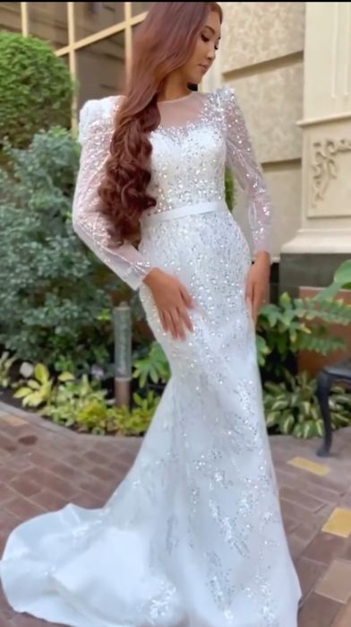 Свадебное платье рыбка, русалка, А силуэт