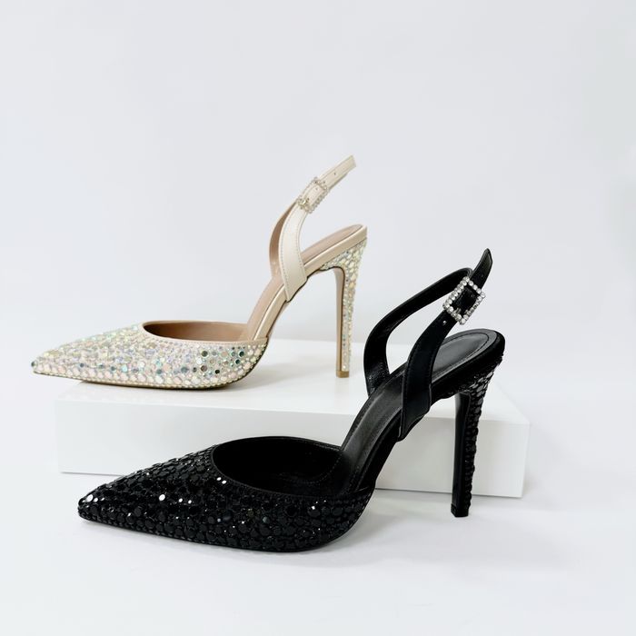 Дамски елегантни обувки на висок ток с камъни