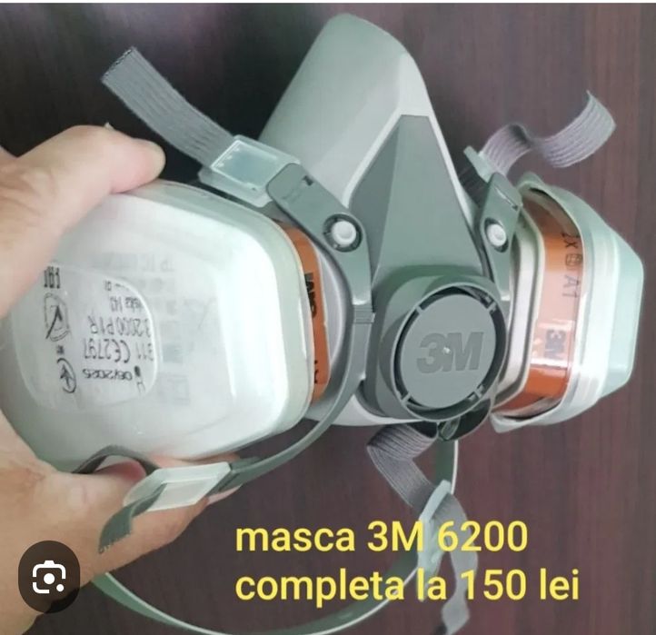 Mască 3M 6200 + filtre carbon prefiltre suprafiltre capace. Tot setul