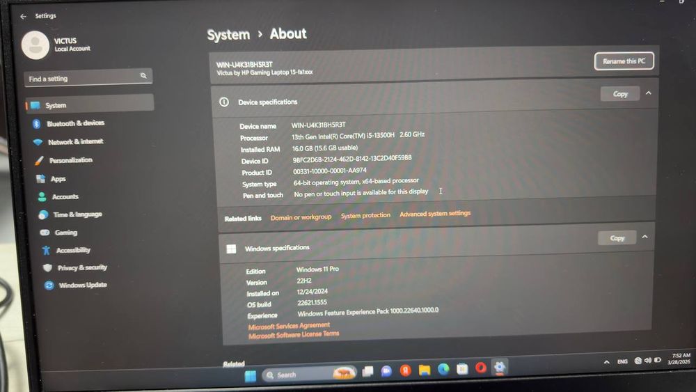 Игровой ноутбук HP VICTUS 16/i5-13500H/RTX4050 6гб/OZU 16гб/SSD 512гб