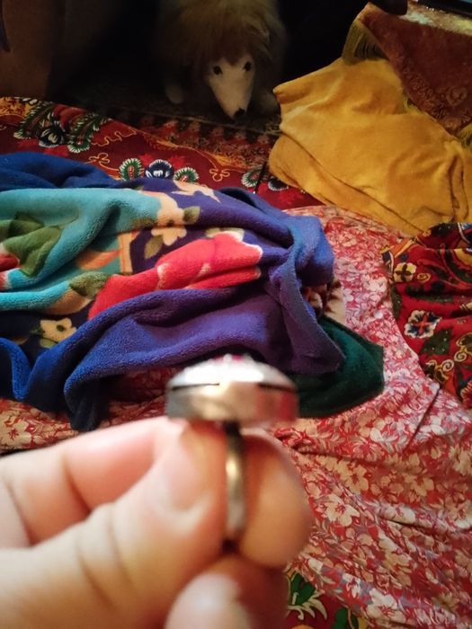 Кольцо серебряное с позолотой.