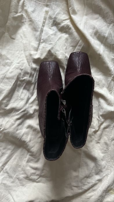 Botine de piele naturala burgundy
