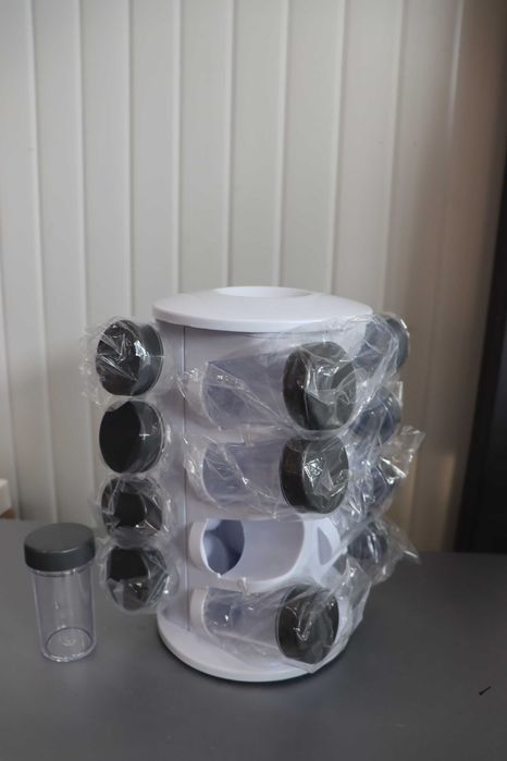 Поставка за подправки Relaxdays, въртяща се, 16 буркана за подправки