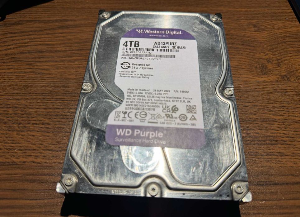 4TB Твърд диск WD Purple за видеонаблюдение