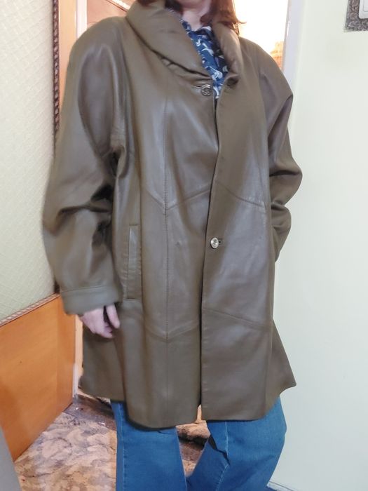 Haină de piele Karl Dahinten, maro,  elegantă