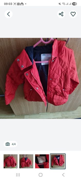 Geaca rosie zara fetita 5- 6 ani
