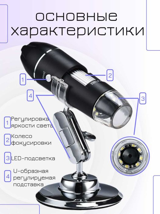 Портативный цифровой микроскоп 0x–1600x
