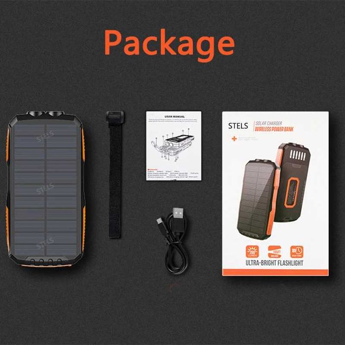Преносима батерия STELS SolarPro 16K, PowerBank 16000mAh, Led фенер