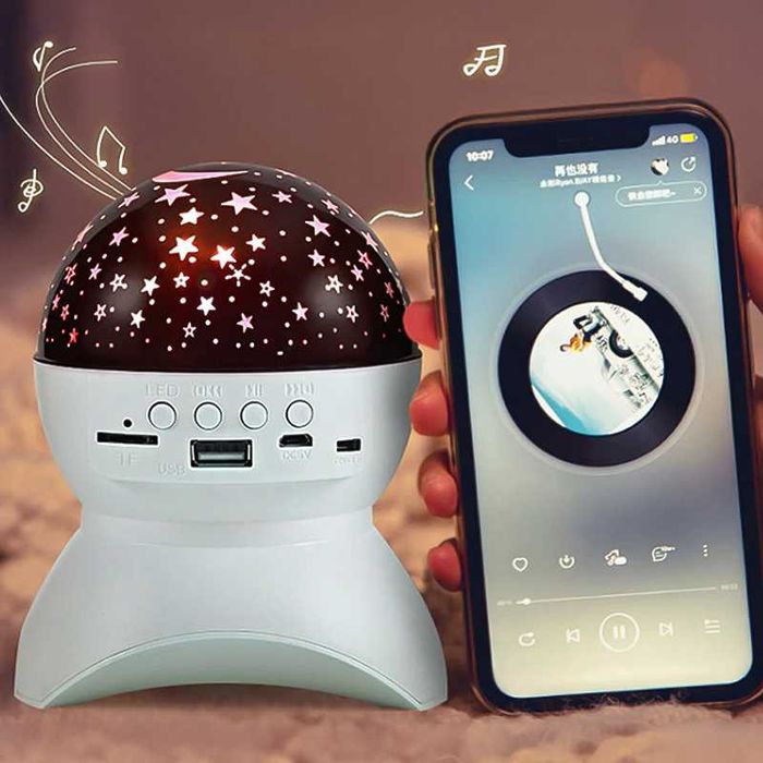 Нощна лампа,звезден прожектор с LED, bluetooth, USB и музикален плейър
