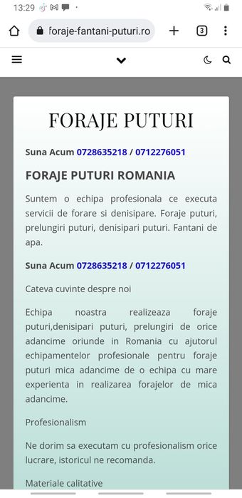 Executam foraje puturi Apa și denisipări