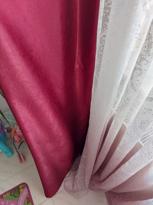 Set perdea in degrade și draperie grena