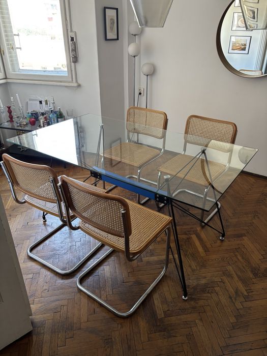Masa de dining din sticla mid century