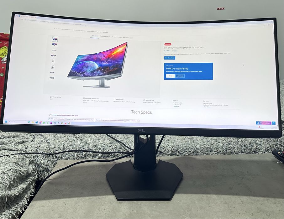 Monitor gaming DELL S3422DWG 34” curbat 3440x1440, 144Hz, 1 ms