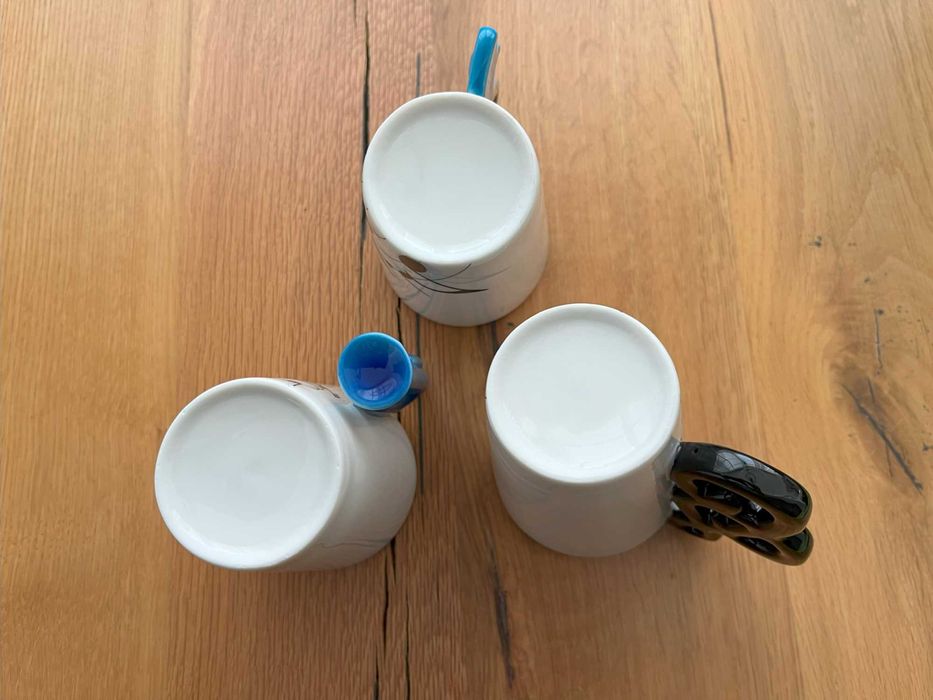 3бр. чаши с дръжки във формата на музикални инструменти