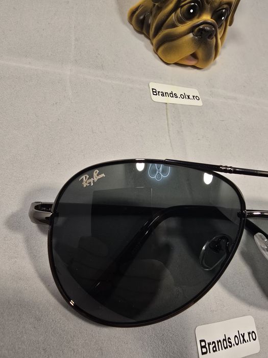 Promotie - Ochelari de soare Ray-Ban Aviator, lentile negre, rama argintie , pilot shaped