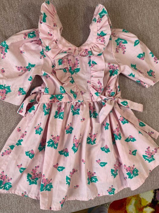 Rochie copii fete marime 98-104 ocazie craciun funda flori 3d