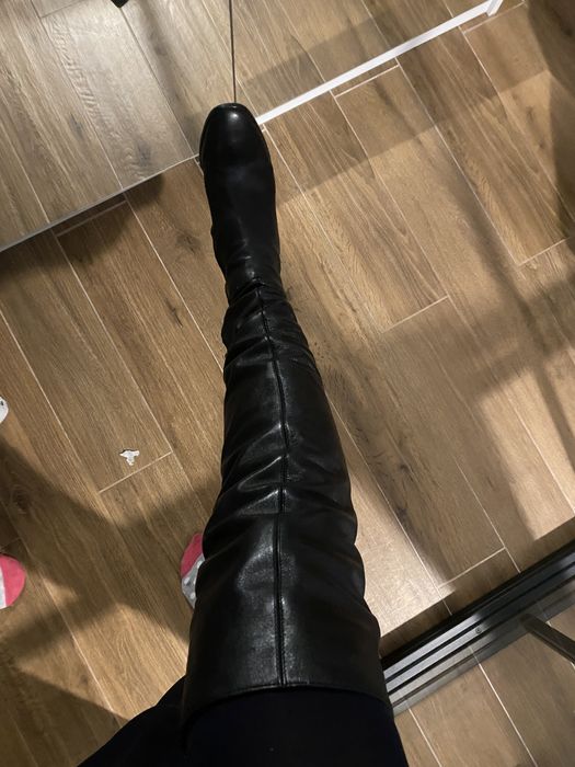 Cizme din piele peste genunchi Zara